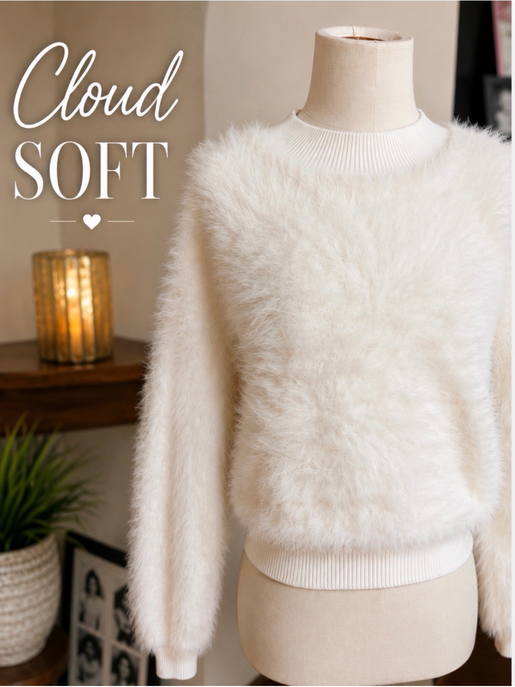 Urban Outfitters Ivory Eyelash Fuzzy Sweater | Size S/P | Soft Plush Knit